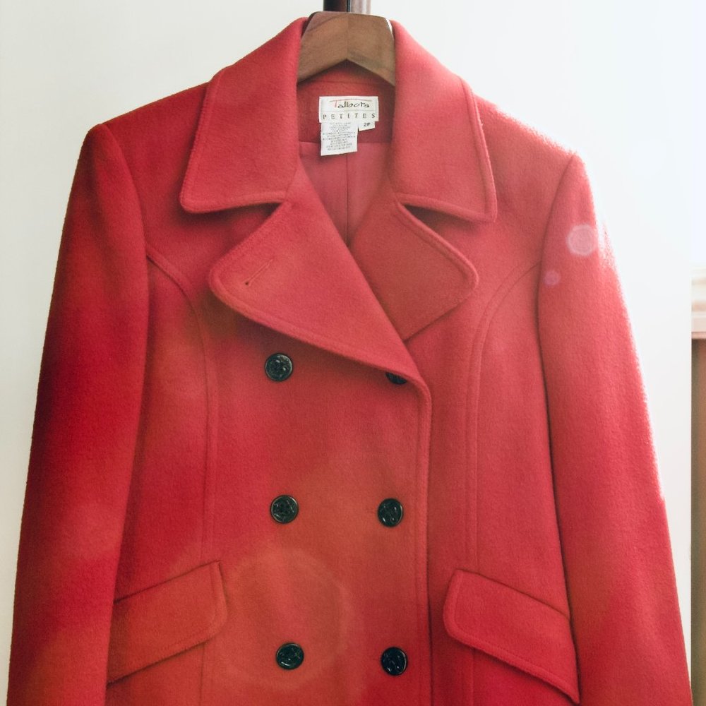 Talbots Red Wool Peacoat Petite 2P--Excellent Condition.